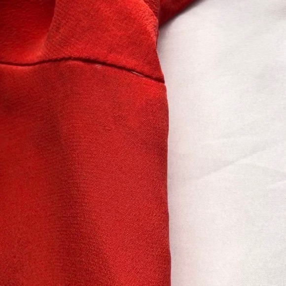 JCrew Off The Shoulder Orange 100% Silk Top With Straps & Frills Size 8 - Picture 14 of 16